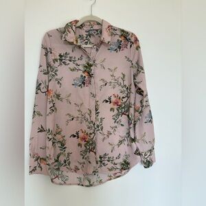 H&M Floral Pink Women's button down blouse Top size 6
